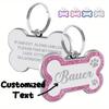 Custom Dog Tags Pendant, Personalised Cat Dog Puppy Pet ID Name Pendants, Collar Tag Pendant Pet Accessories Bone Glitter Pendant