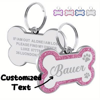 Кулон с жетоном для собаки на заказ, Персонализированные кулоны с именем для кошки, собаки, щенка, питомца, Кулон-жетон для ошейника, Аксессуары для питомца, Кулон-косточка с блестками