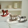 Wooden Rocking Horse Figurine Vintage Wood Carving Pony Statue Sculpture Home Office Desktop Decoration Ornament