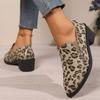 Большой размер 43 женские леопардовые туфли на толстом каблуке с нескользящей подошвой, весенние современные туфли для женщин, кроссовки, женская обувь для активного отдыха