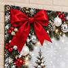 1 Christmas banner for a relaxed Christmas atmosphere! Red bow with silver-white snowflakes, snow-covered Christmas tree