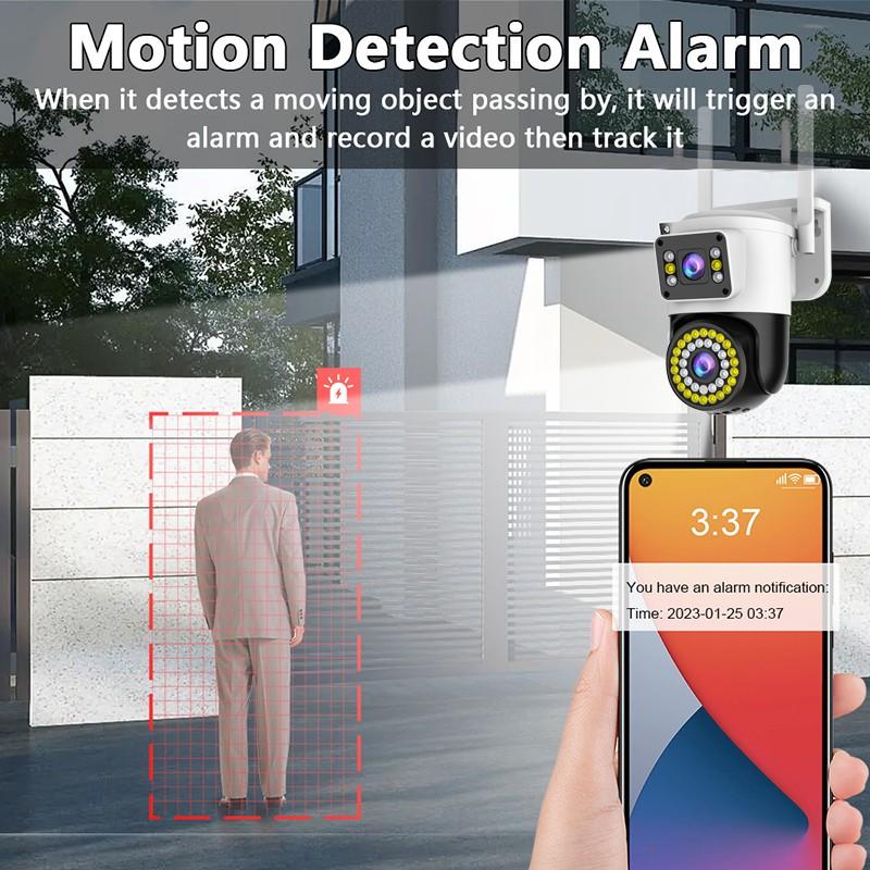 4MP 2K  IP WiFi Security Camera PTZ Dual Lens / Screen CCTV Outdoor Waterproof WiFi Surveillance Cameras Smart Home Security Camera