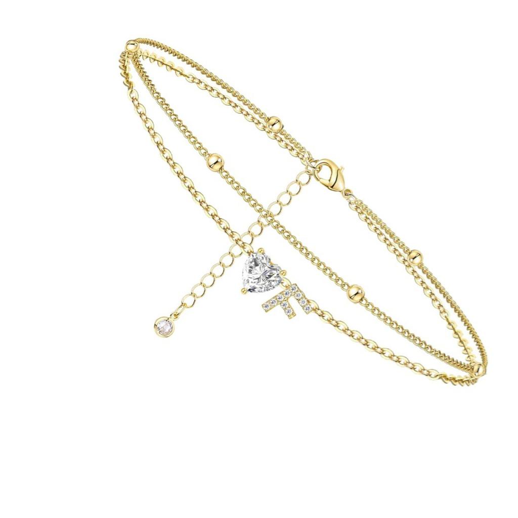 Инициал Сердце Ножной браслет Сердце Буква Ножной браслет Персонализированная монограмма Ножной браслет1 шт