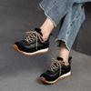 Johnature Thick Soled Casual Sneaker Shoes Retro Soft Soled Comfortable Genuine Leather Women's Shoes