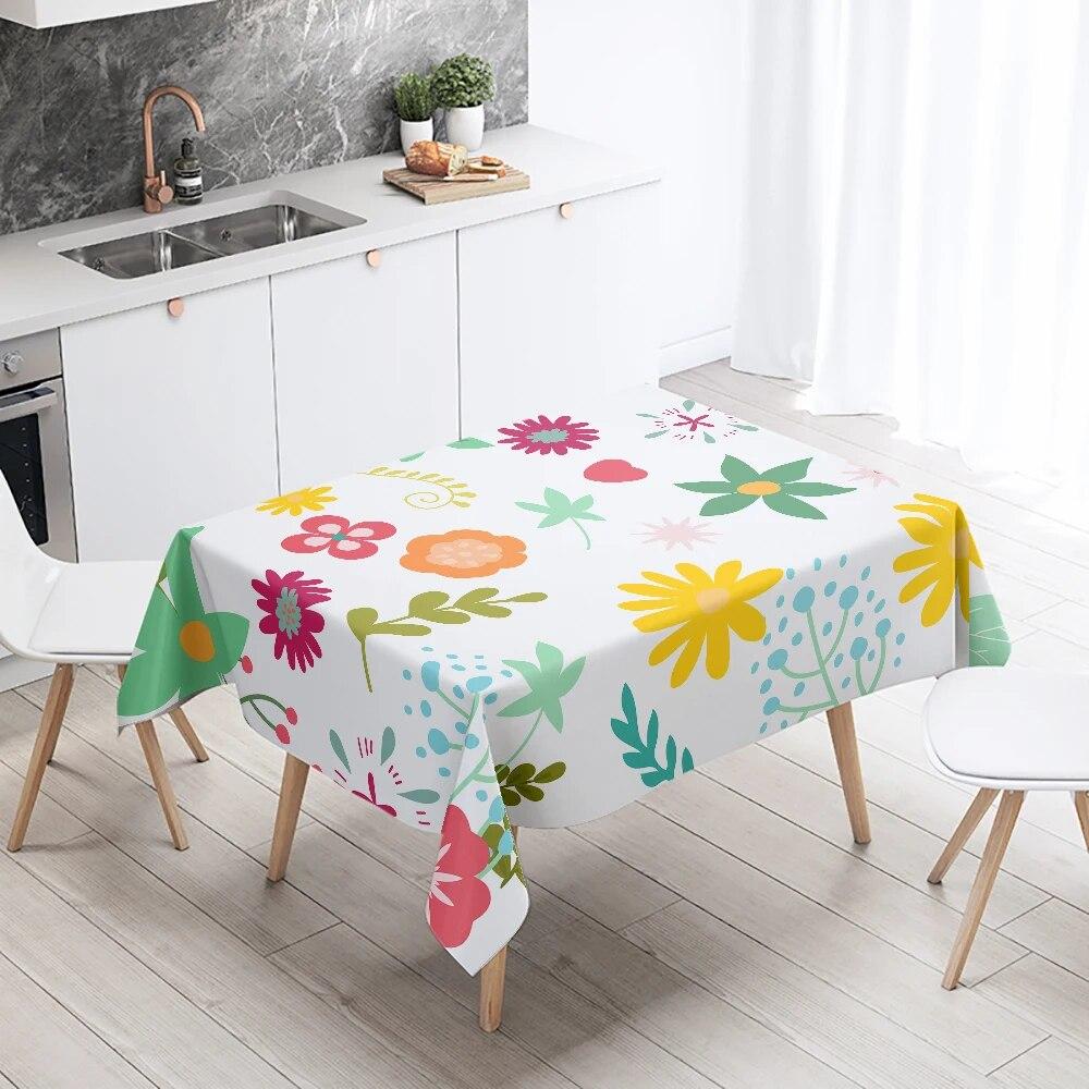 Простая скатерть с цветочным рисунком, водонепроницаемая и маслостойкая, прямоугольная, для свадебной вечеринки, ресторана, стола, украшения кухни