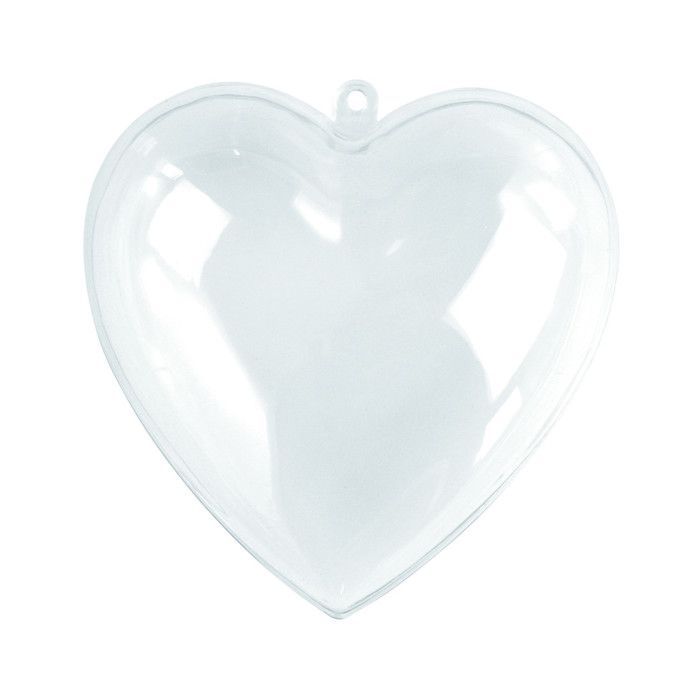 Coeur en plastique, en 2 pces, cristal, 8cm