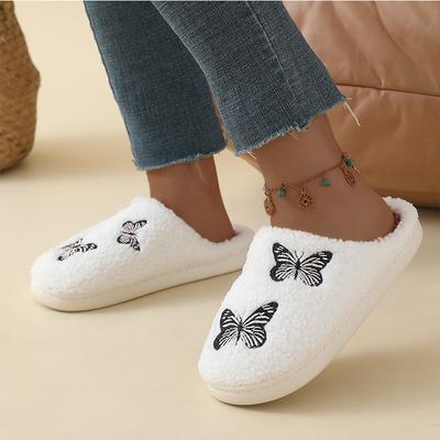 Новая верхняя одежда вышивка бабочками махровые тапочки мужские легкие нескользящие плоская подошва сандалии на перемычке модные шлепанцы