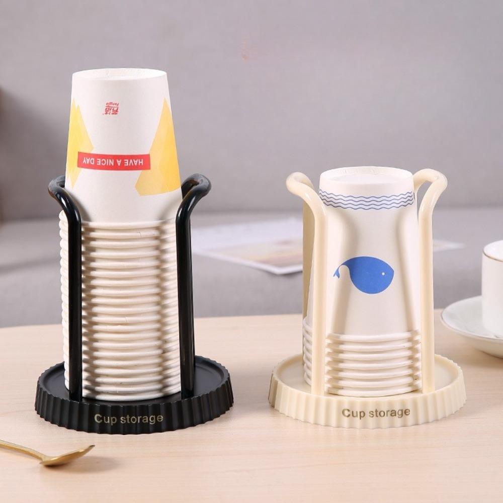Disposable Cup Holder Desktop Paper Cup Organizer Creative Non Perforated Storage Rack for Home Office Coffee Tea Accessories
