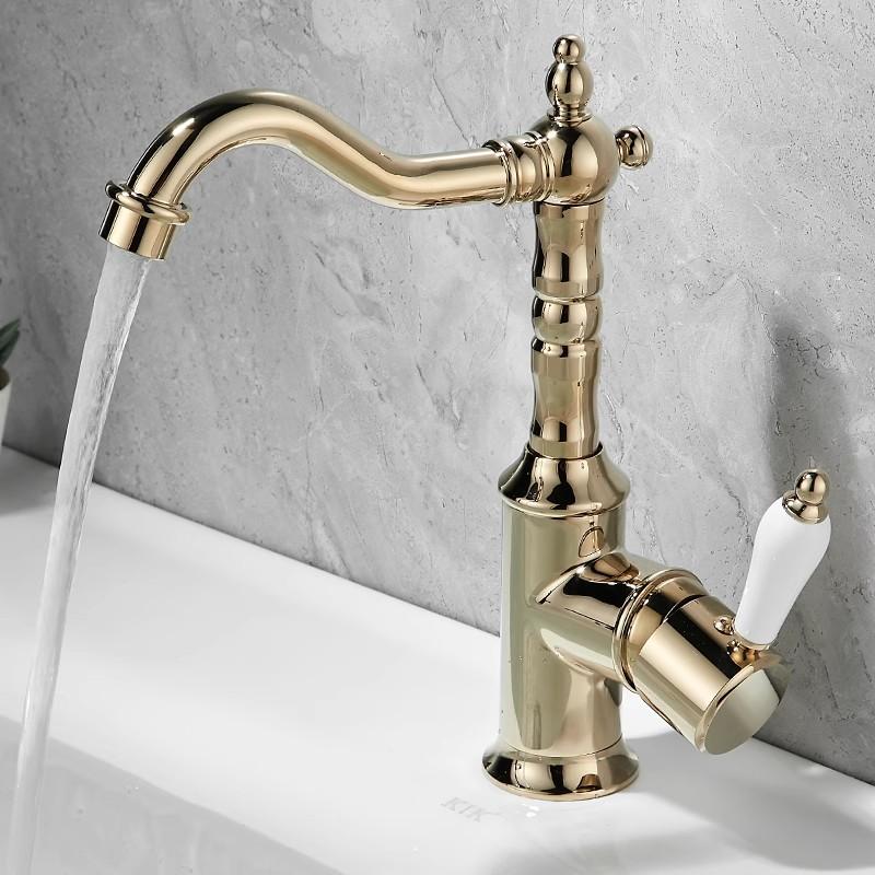 Старинный бронзовый смеситель для раковины Золотой смеситель для ванной Комнатный Черный кухонный смеситель Кран для раковины Горячий Холодный Хромированный кран для раковины Латунь