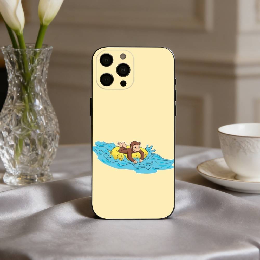 Чехол для телефона M-Mokey C-Curious-S G-Georges для iPhone 17,16,15,14,13,12,11 Plus,Pro Max,XS, Мягкий силиконовый черный чехол