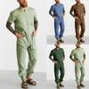 Men's Casual Jumpsuit Zipper Jumpsuit Solid Color Workwear Cotton Linen Men's Workwear Trousers