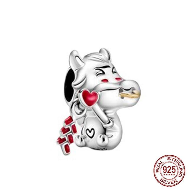 Новый Стерлингового Серебра 925 Единорог Кошка Собака Сова Обезьяна След Милое Животное DIY Тонкие Бусины Подходит Оригинальный Модный Браслет-Подвеска