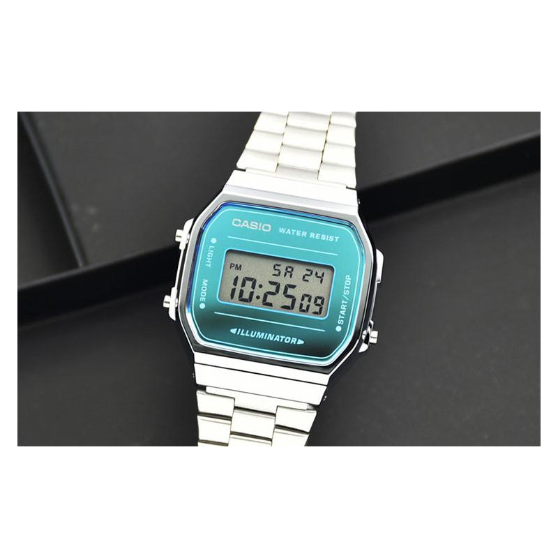 Casio Серия VINTAGE-A168 Маленький Серебряный Самородок Классический Ретро Водонепроницаемый Кварцевый Механизм Стальной Ремешок Японские и Корейские Часы A168WEM-2