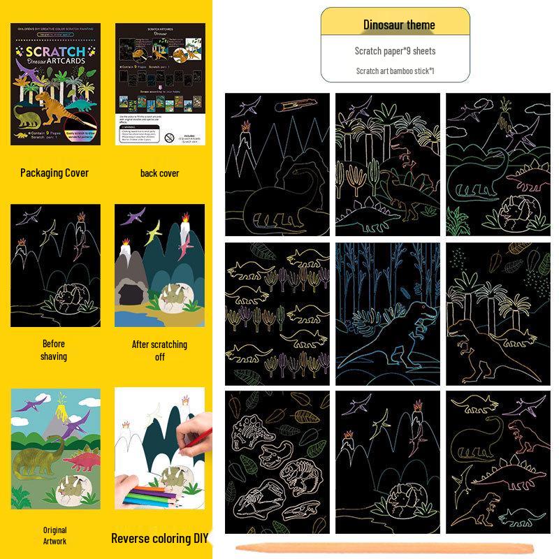Colorful Scratch Art Set: Cartoon DIY Doodle & Drawing Book for Kids