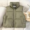 Down cotton clothes vest women's autumn and winter new Korean version loose cotton vest stand collar solid color cotton vest jacket