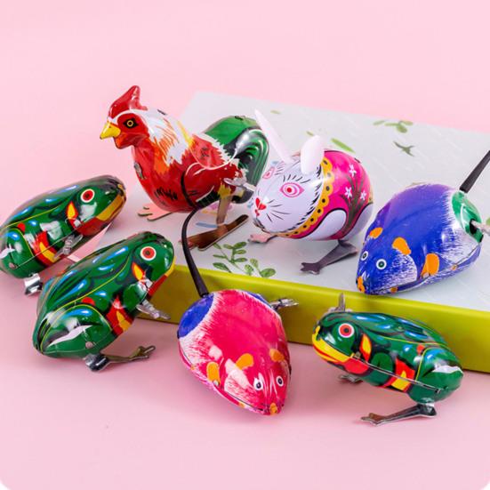 1/4 шт. заводная игрушка в виде животного ностальгическая винтажная детская взрослая заводная пружина металлическая прыгающая лягушка петух крыса кролик игрушка сувениры для вечеринки