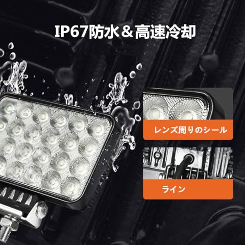 KAWELL 72 Вт Светодиодная Рабочая Фара, Прожектор, Рабочий Свет для Автомобилей и Лодок, Прямоугольная, Широкий Угол, Пыле- и Водонепроницаемая, 12 В / 24 В, Универсальная, IP67 Wate
