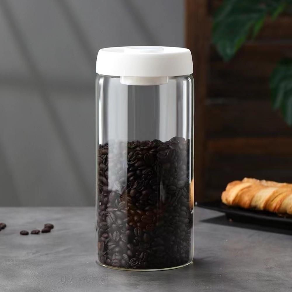 Press Type Coffee Bean Storage Jar Manual Glass Coffee Jar Vacuum Sealed Jar  Home Use