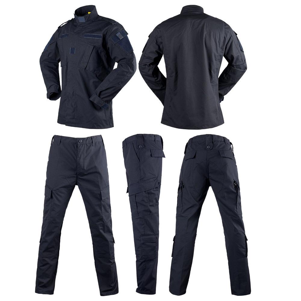 Темно-синяя рабочая одежда, костюм в стиле рибстоп, блузка, брюки, комплект, униформа полицейской охраны с ремешком для пистолета
