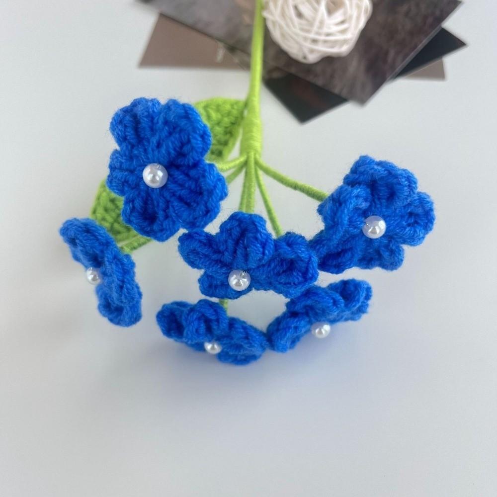 a Bundle of 6 Flowers Crochet Flowers Artificial Knit Fake Flowers Creative Handmade Bouquet  Gift