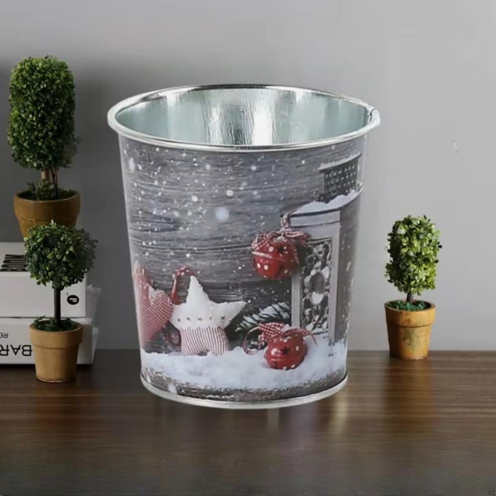 Рождественское ведро, металлическая корзина, ведро, рождественские украшения, винтажный держатель, декор для внутреннего и наружного использования