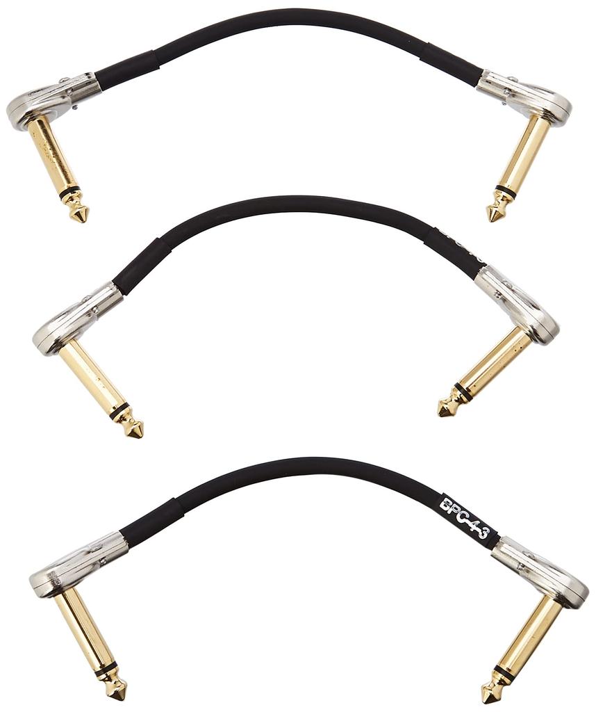 BOSS Patch Cables of with 10cm and 24K Connectors for Effects Pedals and Boards BPC-4-3 (3-Pack 10cm) LL-Type Plugs, Length, Gold-Plated