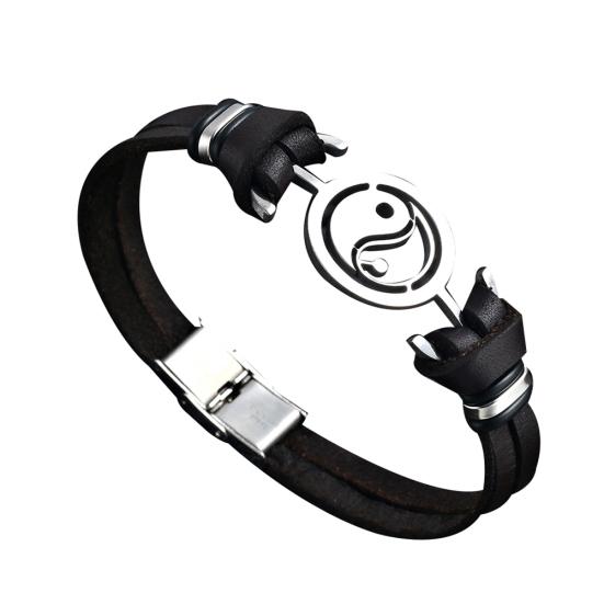 Винтажный мужской браслет Тай Чи Инь Ян из искусственной кожи с застежкой, ювелирный подарок
