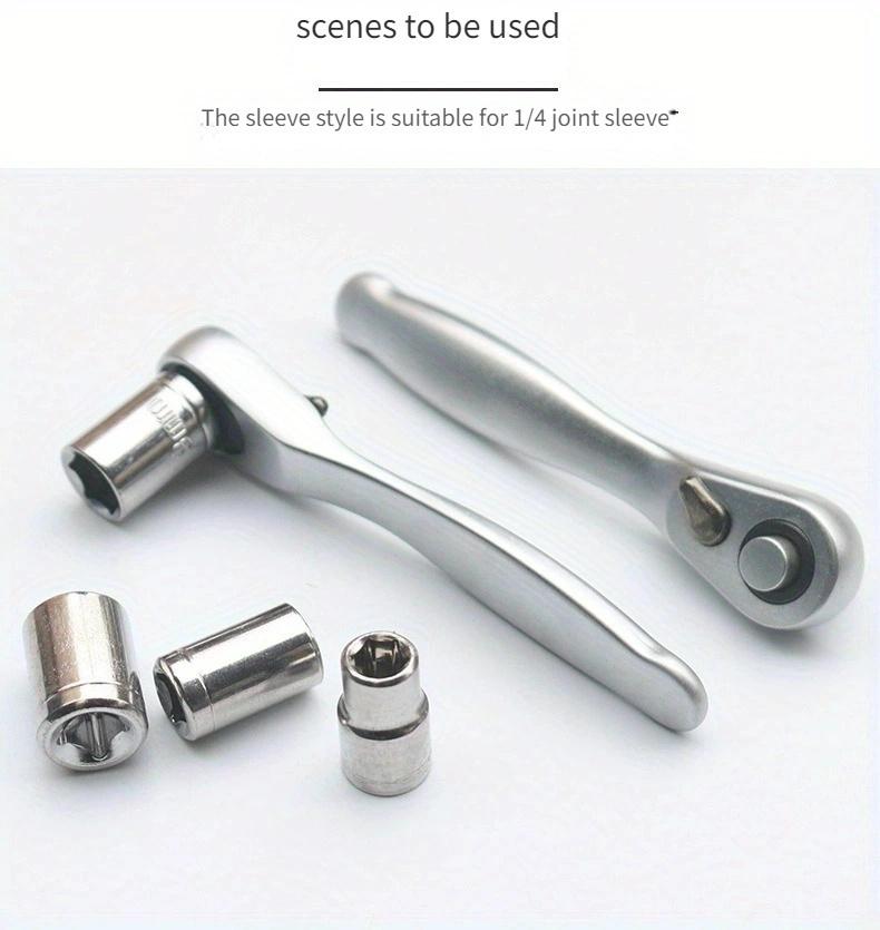 1pc Mini Ratchet Wrench 1/4 Socket Bidirectional Forward And Reverse Quick Screwdriver Cross Multi-function Set-Interface