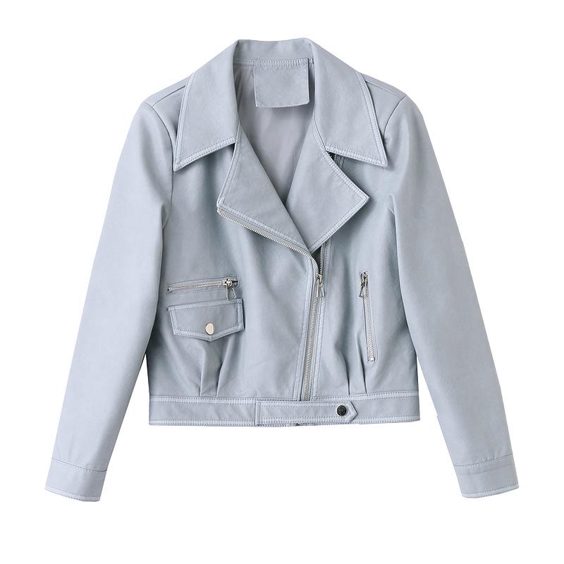 Женская приталенная корейская мотоциклетная кожаная куртка Весна 2025 - Модная, Молодящая Повседневная Верхняя одежда (ZH1176)