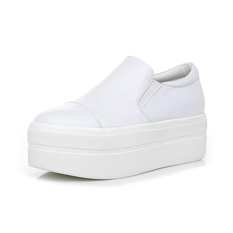 Casual Shoes Women's New Round Head Women's Shoes Platform Muffin Heel Women's Single Shoes Korean Version Trendy Good Match Little White Shoes Loafe