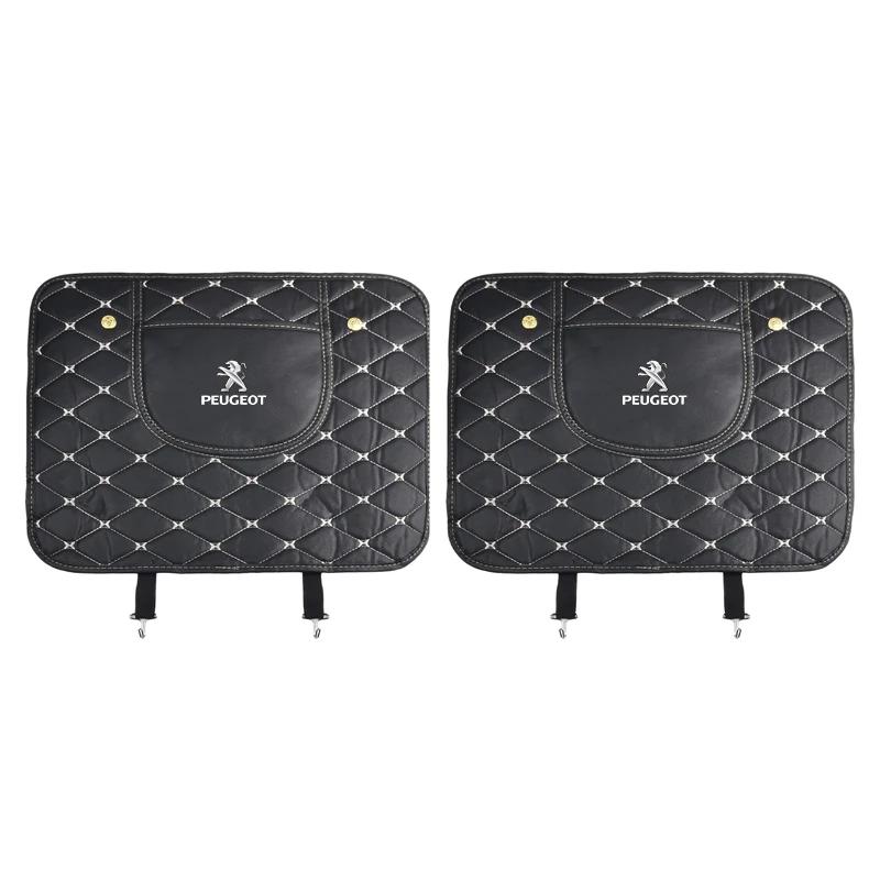 For Peugeot Car Seat Back Anti Kick Pad Leather Scratch Mat For Peugeot 206 307 308 3008 207 208 407 508 2008 5008 107 106 205 4
