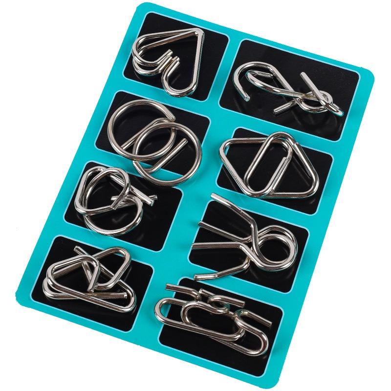 Детский набор развивающих игрушек Головоломка «Девять связанных колец», Подарок-головоломка, Полный набор разблокируемых колец, Восемь штук, Замок Лу Баня