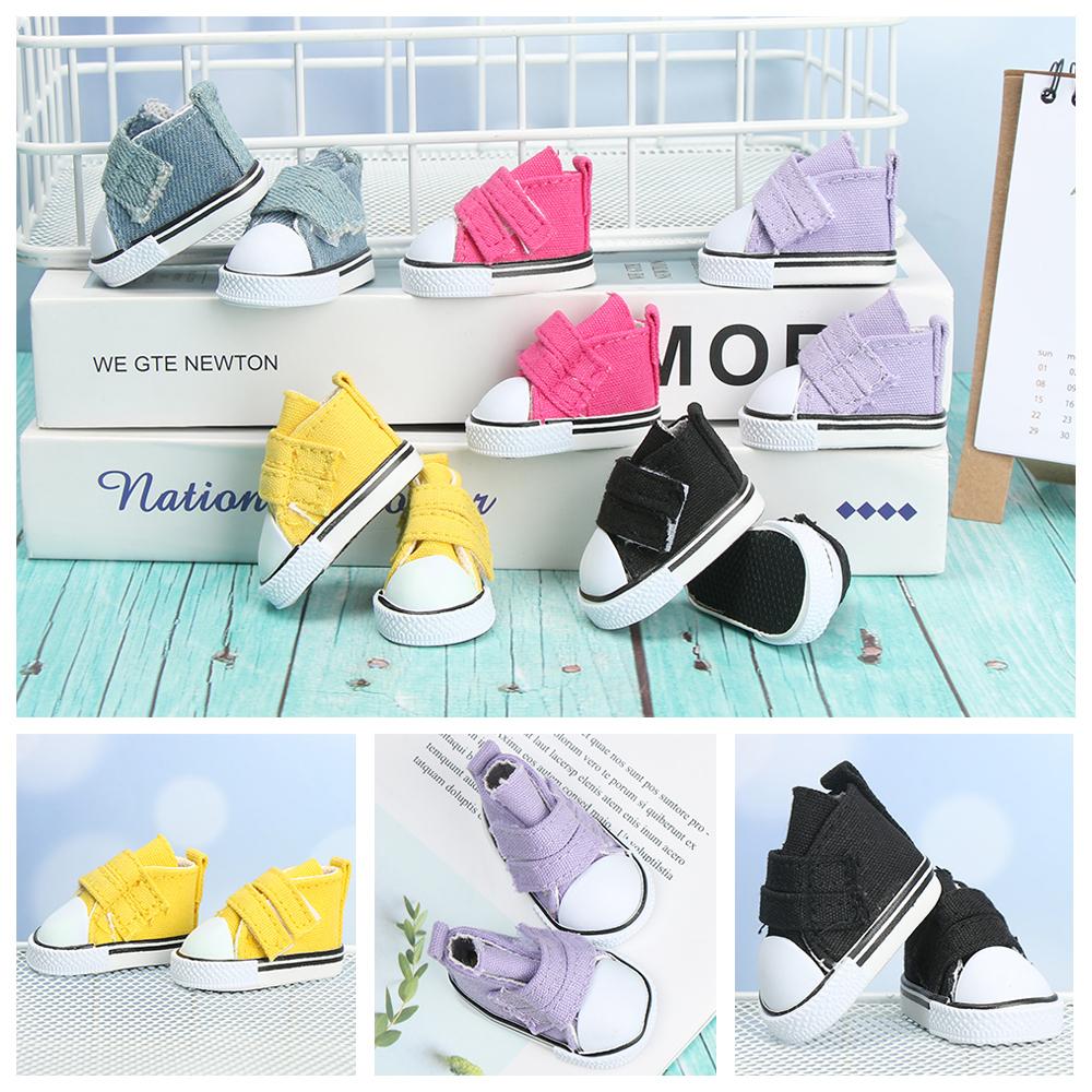 Pair 5cm Length Playing House Handmade Props Toys Accessories Doll Shoes Mini Sneakers Denim Canvas