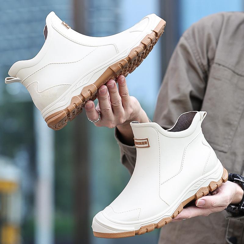 Водонепроницаемая обувь, мужские дождевики, модные короткие утолщенные резиновые ботинки, рабочие нескользящие сапоги для рыбалки и кухни