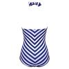 Elegant Plus Size Racy Black Halter Low Cut Beachsuit For Striped Swimwear Women