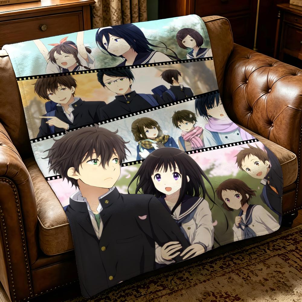 Аниме H-Hyouka-A Плед из толстого и уютного фланелевого одеяла, Многоцелевое использование в помещении и на улице, Ежедневный сон