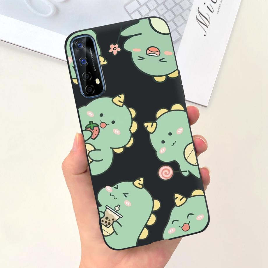For Realme 7 4G Global Version Case Matte Liquid Silicone Bumper Shell For Realme7 RMX2155 Back Cover Lovely Cat Design Fundas