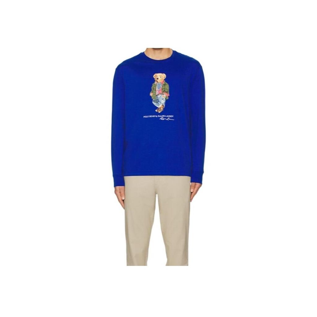Polo Ralph Lauren Animal Print Crew Neck Long Sleeve T Shirt Men Tops Blue 710897346005