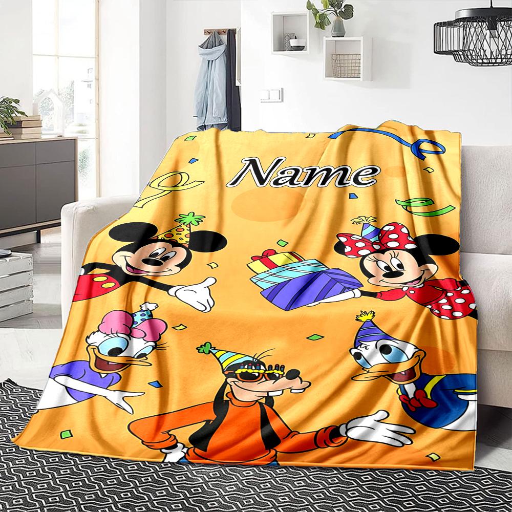 Custom Name Mickey Mouse Celebration blanket for Couch & Bed, Plush Cozy Fuzzy Blanket Super Soft & Warm Blankets for Fall and Winter. 090826