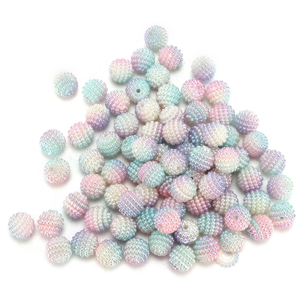 200pcs Pearl Beads Color Pearlized Gradient Bayberry Shaped Bubble Beads with Hole for DIY Jewelry
