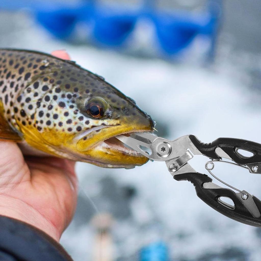 Multi-Function Fishing Pliers Hook Remover Split Ring Fishing Gears Accessories, Stainless Steel Line Cutter