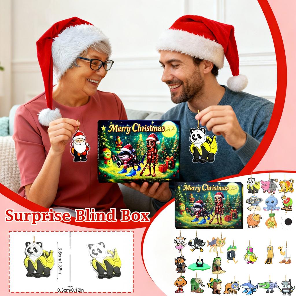 2D Плоский Акриловый Мистери Бокс 24 шт. Подвеска с Коробкой в Виде Самолета Забавный Рождественский Календарь Обратного Отсчета