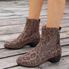 Leopard Print Kitten Heel Autumn New Round Toe Side Zip Soft Sole Non-slip Wear-resistant Short-thigh Boots