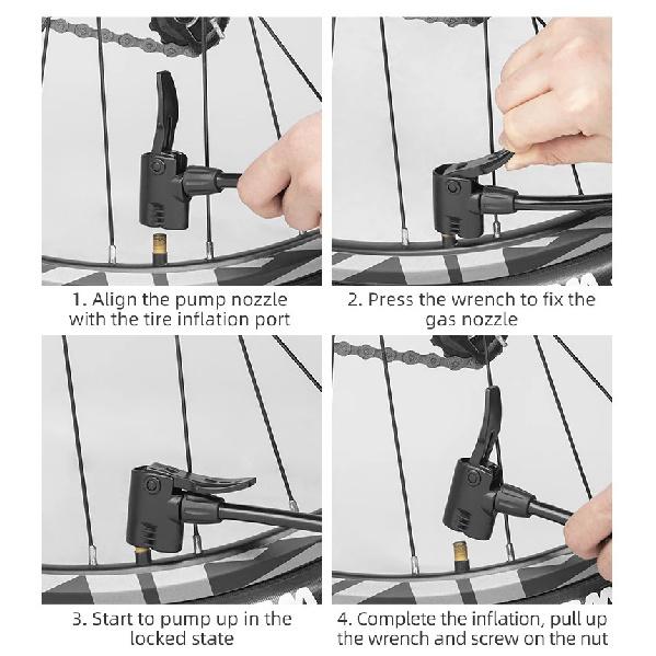 ROCKBROS Bicycle Air Pump Portable Inflator Aluminum MTB Bicycle Pump High Pressure Gauge Bike Pump Fits Presta Schrader Valve