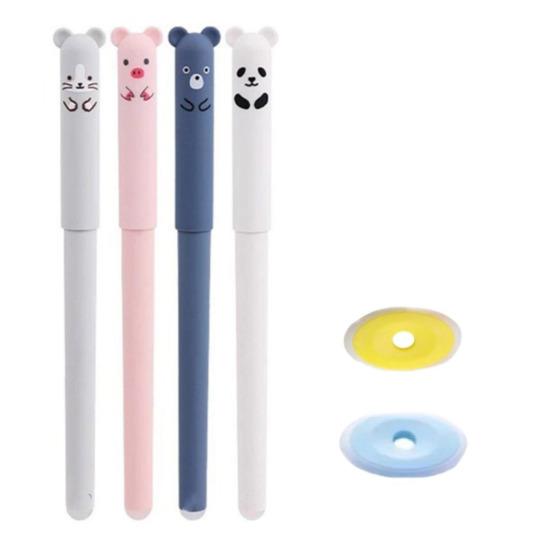 Erasable Gel Pens Fine Point 0.5mm Cartoon Design Rollerball Gel Ink Pens for Adult Kids Writing Calligraphy Note Taking