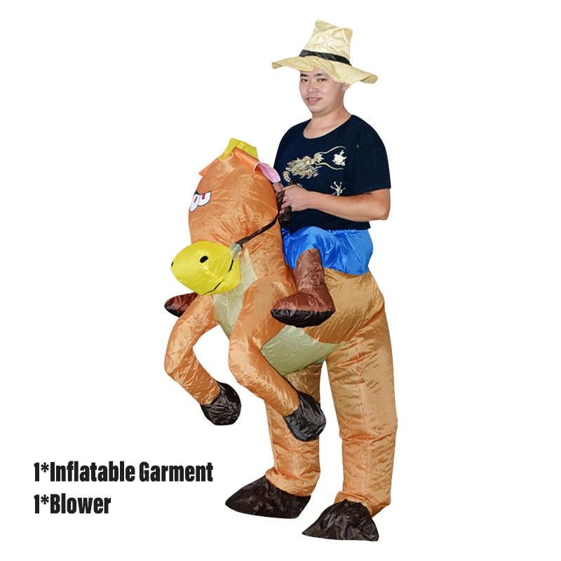 Надувной костюм лошади для взрослых, креативный наряд для выступления, полиэстер, коричневый/красный/черный