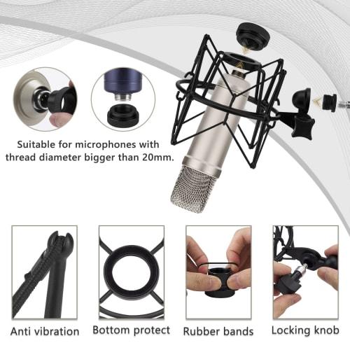 Geekria for Creators Microphone Shock Mount Compatible with Rode NT-USB, NT1-A, NT2-A, NT1000, NT2000, Procaster, and K2, Anti-Vibration Suspension Ad