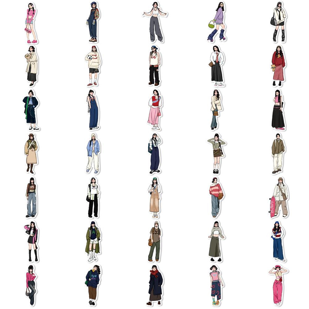 65Pcs Fashion Mocha Girl Stickers Decals Cartoon Graffiti Diy  Notebook Luggage Wall Decoration Pvc Sticker