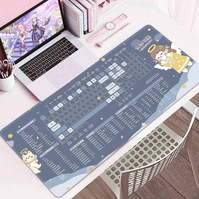 Extra Large Cartoon PS Hotkeys CAD Mouse Pad - Non-Slip Desk Mat for Keyboard & Laptop