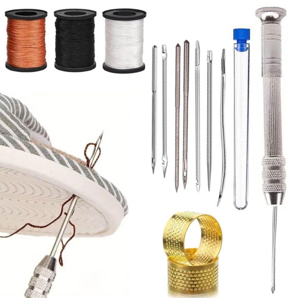 Многофункциональный кожаный шило набор для шитья Сменные Профессиональный набор инструментов для ремонта обуви Нейлоновая нить Прямой крючок